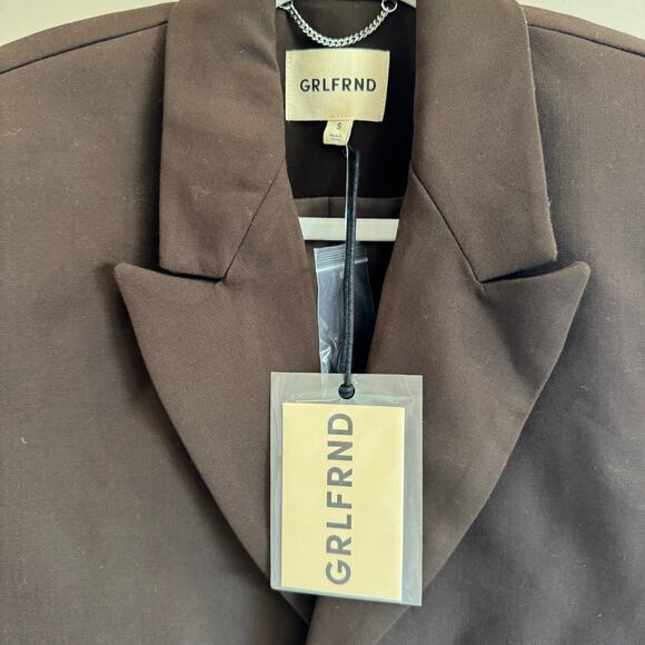 GRLFRND The Cropped Blazer in Ganache Brown Size S NWT MSRP $395 - Picture 3 of 7